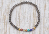 CGB7090 7 chakra 4mm smoky quartz beaded meditation yoga bracelets