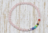 CGB7093 7 chakra 4mm pink morganite beaded meditation yoga bracelets