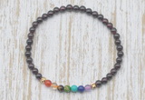 CGB7108 7 chakra 4mm garnet beaded meditation yoga bracelets