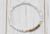 CGB7127 4mm white howlite & yellow tiger eye beaded meditation yoga bracelets