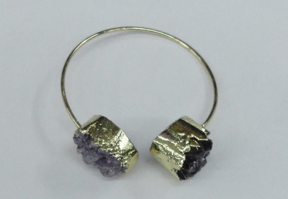 CGB721 15*20mm oval druzy amethyst gemstone bangles wholesale