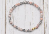 CGB7269 4mm tiny pink zebra jasper beaded meditation yoga bracelets