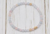 CGB7294 4mm tiny morganite beaded meditation yoga bracelets