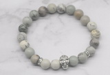 CGB7373 8mm greeting pine jasper bracelet with skull for men or women