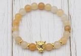 CGB7383 8mm yellow aventurine bracelet with leopard head for men or women