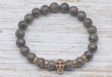CGB7427 8mm rainbow labradorite bracelet with skull for men or women