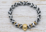 CGB7433 8mm Tibetan agate bracelet with tiger head for men or women