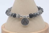 CGB7770 8mm black water jasper bead with luckly charm bracelets