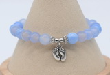 CGB7839 8mm blue banded agate bead with luckly charm bracelets