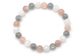CGB8014 8mm moonstone, white moonstone & labradorite beaded stretchy bracelets