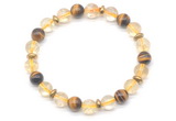 CGB8102 8mm citrine, yellow tiger eye & hematite power beads bracelet