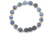 CGB8192 8mm matte sodalite & black lava beaded stretchy bracelets