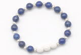 CGB8198 8mm lapis lazuli & white lava beaded stretchy bracelets