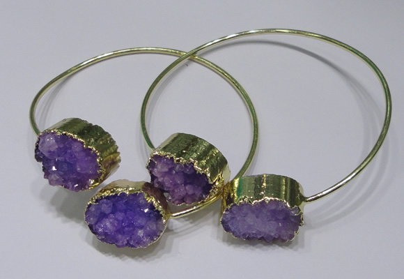 CGB829 13*18mm - 15*20mm oval druzy agate gemstone bangles