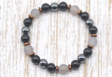 CGB8323 8mm matte grey agate, black onyx & hematite energy bracelet