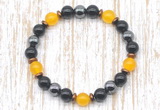 CGB8333 8mm candy jade, black onyx & hematite energy bracelet