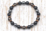 CGB8401 8mm smoky quartz, black onyx & hematite energy bracelet