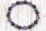 CGB8407 8mm amethyst, black onyx & hematite energy bracelet