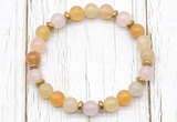 CGB8456 8mm yellow aventurine, rose quartz & hematite power beads bracelet