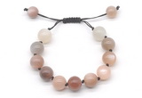 CGB8626 12mm round moonstone adjustable macrame bracelets