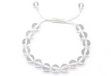 CGB8740 8mm,10mm round white crystal adjustable macrame bracelets