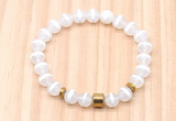 CGB8860 8mm, 10mm tibetan agate, drum & rondelle hematite beaded bracelets