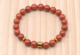 CGB8867 8mm, 10mm red jasper, drum & rondelle hematite beaded bracelets