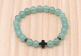 CGB8923 8mm, 10mm green aventurine, cross & rondelle hematite beaded bracelets