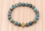 CGB8937 8mm, 10mm African turquoise, cross & rondelle hematite beaded bracelets