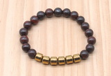 CGB8988 8mm, 10mm brecciated jasper & drum hematite beaded bracelets
