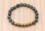 CGB8991 8mm, 10mm dragon blood jasper & drum hematite beaded bracelets