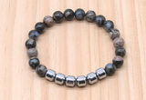 CGB8998 8mm, 10mm grey opal & drum hematite beaded bracelets