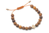 CGB9149 8mm, 10mm elephant skin jasper & cross hematite adjustable bracelets
