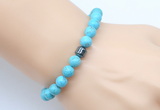 CGB9237 8mm, 10mm blue howlite & drum hematite power beads bracelets