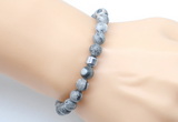 CGB9253 8mm, 10mm grey picture jasper & drum hematite power beads bracelets