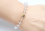 CGB9285 8mm, 10mm white crystal & drum hematite power beads bracelets