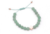 CGB9534 8mm, 10mm matte green aventurine & cross hematite adjustable bracelets