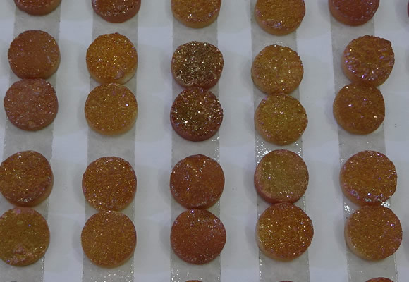 CGC101 12mm flat round druzy quartz cabochons wholesale