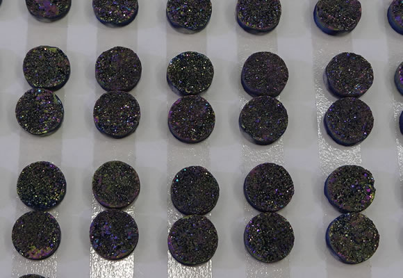 CGC110 12mm flat round druzy quartz cabochons wholesale