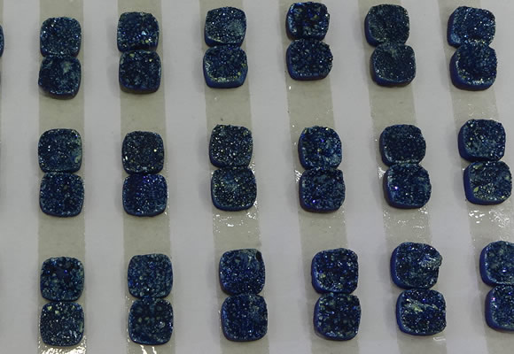 CGC213 10*10mm square druzy quartz cabochons wholesale