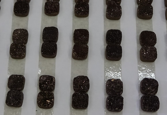 CGC216 10*10mm square druzy quartz cabochons wholesale