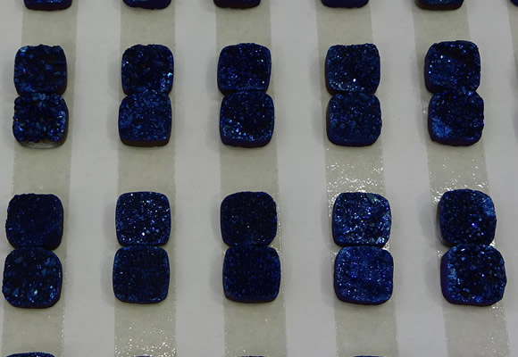 CGC219 10*10mm square druzy quartz cabochons wholesale
