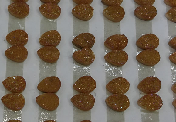 CGC234 10*14mm flat teardrop druzy quartz cabochons wholesale