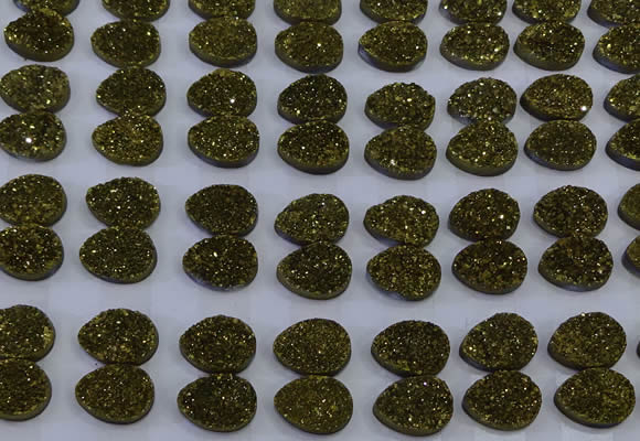 CGC244 12*16mm flat teardrop druzy quartz cabochons wholesale