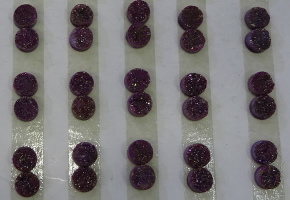 CGC87 8mm flat round druzy quartz cabochons wholesale