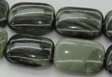 CGH29 15.5 inches 15*20mm rectangle green hair stone beads wholesale