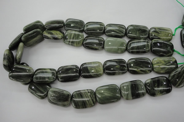 CGH30 15.5 inches 18*25mm rectangle green hair stone beads wholesale