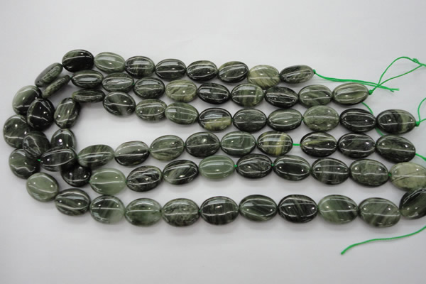 CGH45 15.5 inches 13*18mm oval green hair stone beads wholesale