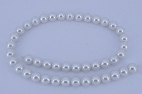 CGL02 10PCS 16 inches 6mm round dyed glass pearl beads wholesale