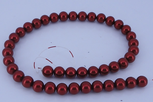 CGL328 5PCS 16 inches 16mm round dyed glass pearl beads wholesale